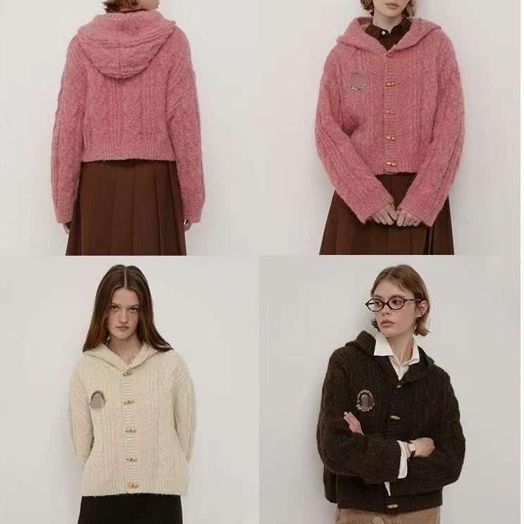 退货拉黑 T&W 春款复古牛角扣短款连帽外套毛针织开衫,女装/女士精品,派克服,淘宝优惠券,粉丝福利购,淘宝优惠卷