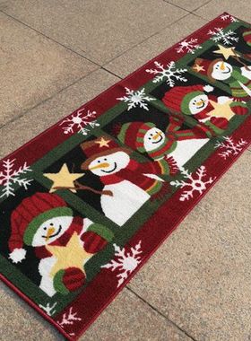 清库50*150*80外贸圣诞新年长条厨房门厅走廊阳台吸水防滑地垫毯