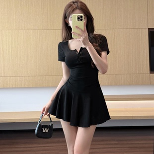 性感纯欲风连衣裙新款夜店女装辣妹收腰显瘦低胸短裙按摩足疗工衣