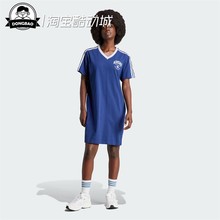 3月ADIDAS阿迪达斯 女子纯棉运动短袖V领连衣裙IR6042/IT9853