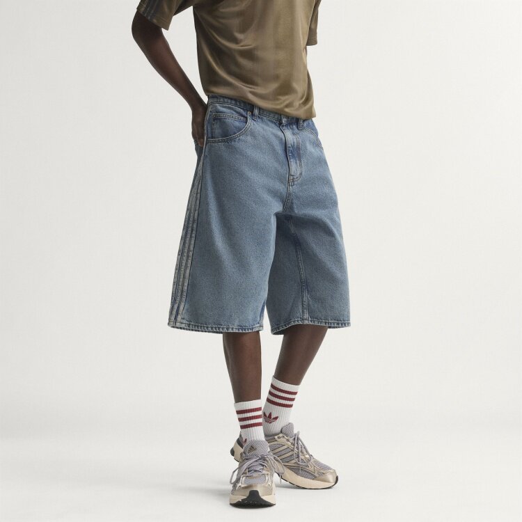 7月ADIDAS阿迪达斯STRAIGHT LEG 男子中腰直筒运动牛仔短裤KS4975