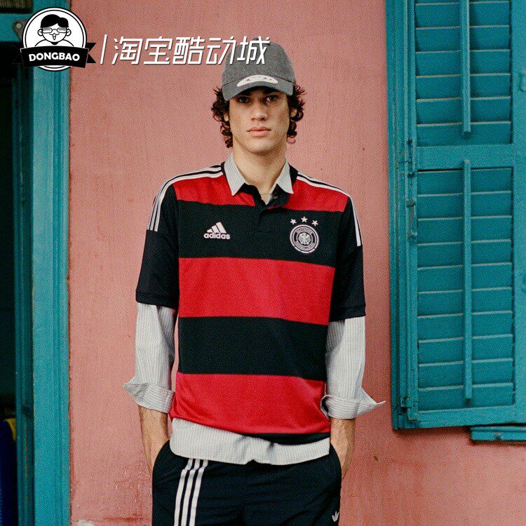 5月ADIDAS阿迪达斯 德国队2014复古足球休闲文化短袖球衣JZ6959
