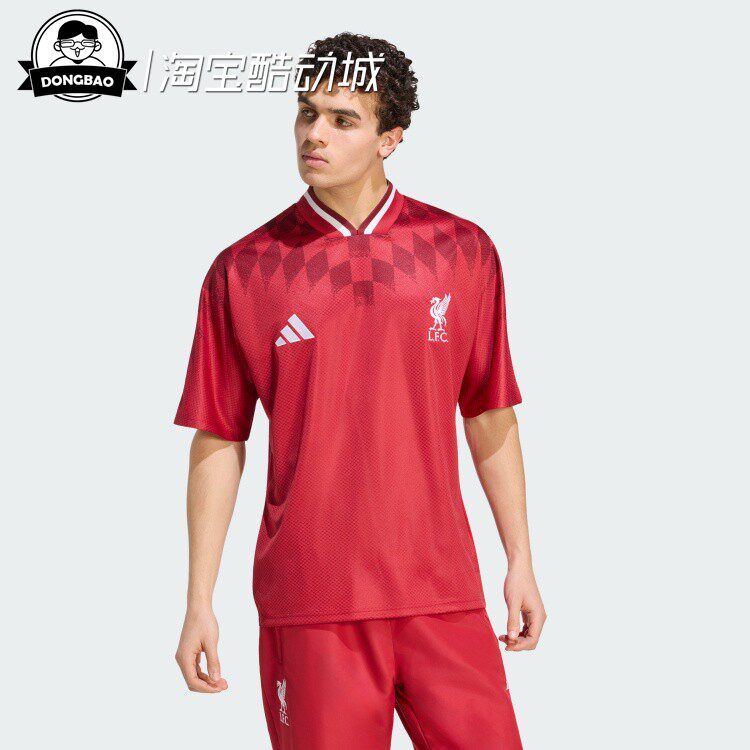 6月ADIDAS阿迪达斯男子利物浦足球休闲文化宽松V领短袖球衣KG2890