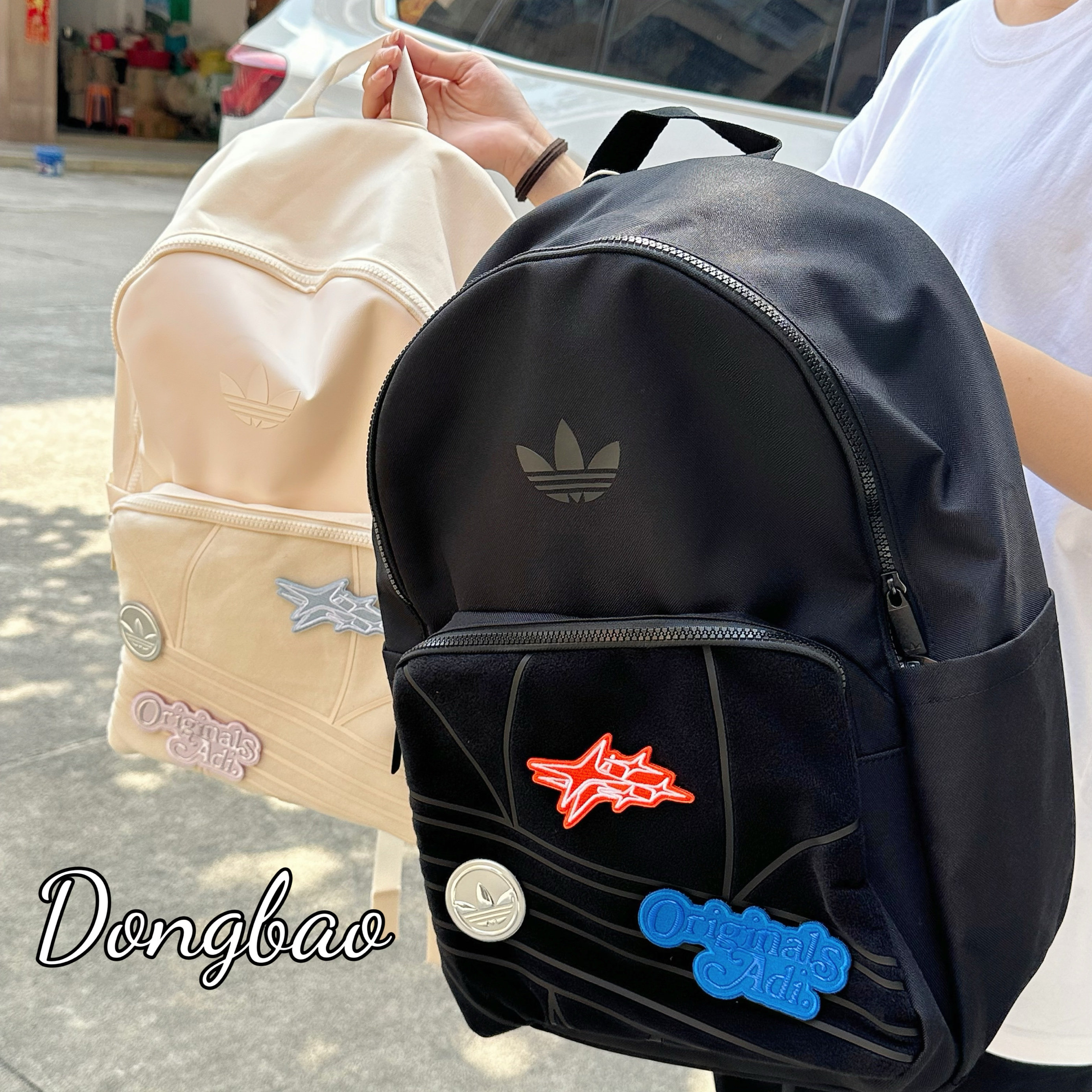 可拆卸魔术贴电脑包运动双肩背包