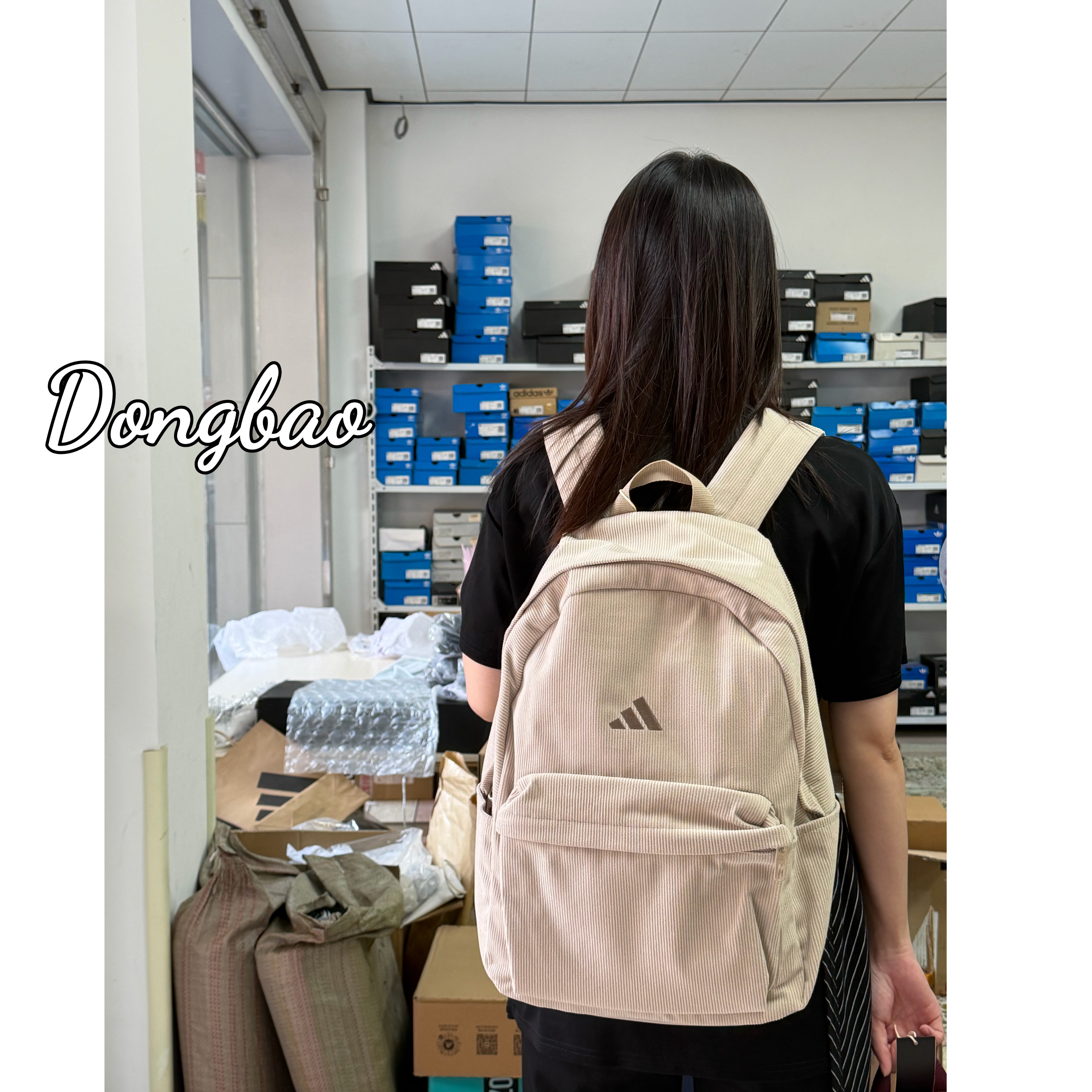 灯芯绒实用休闲双肩背包