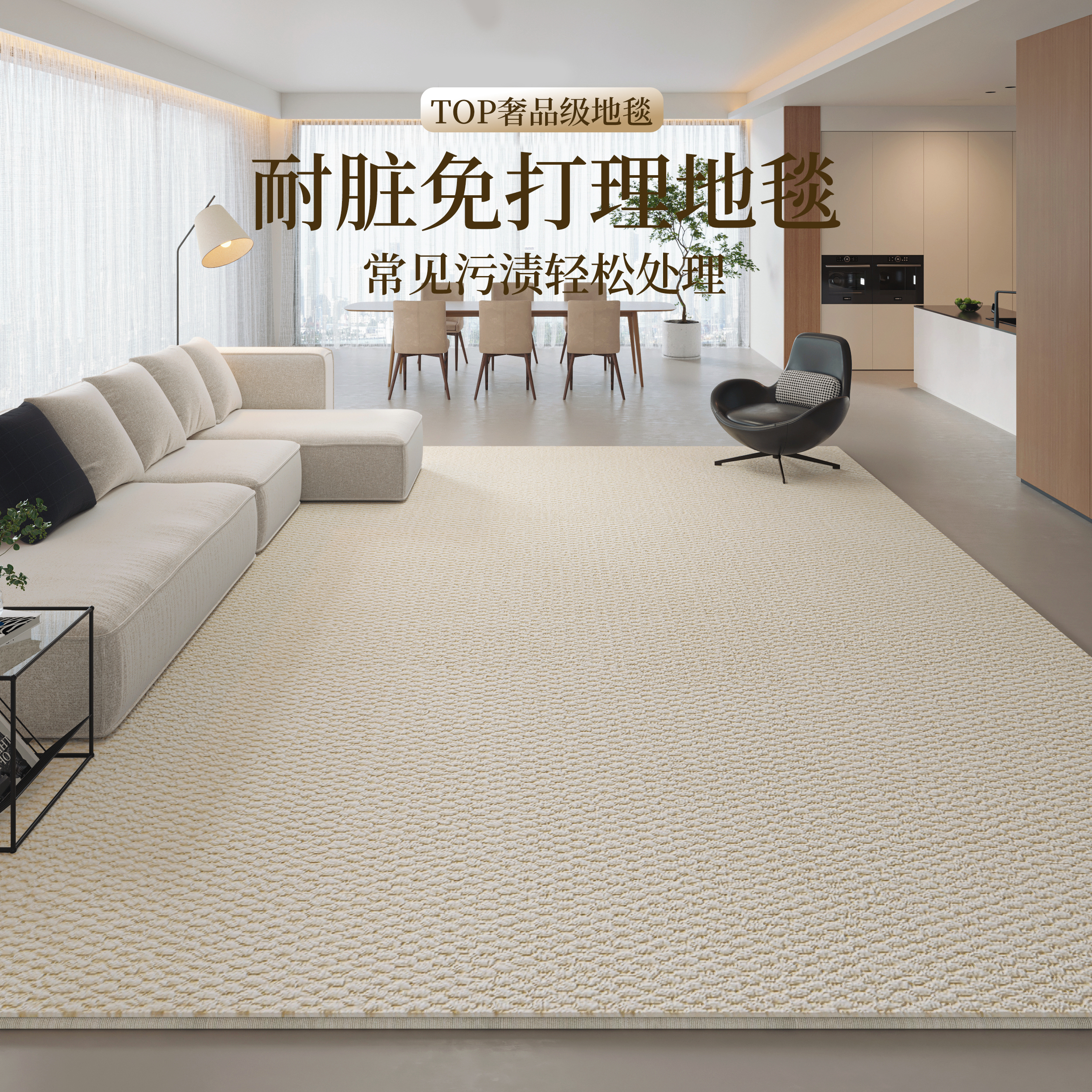 仿剑麻地毯客厅2025新款轻奢高级感卧室床边毯侘寂中古风沙发地垫