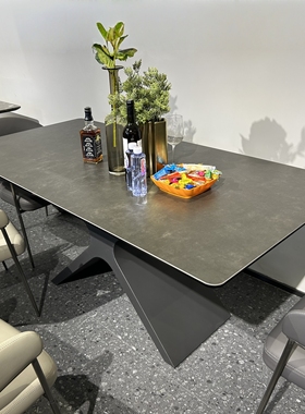 CZ087岩板长餐桌维克深灰色1.6米1.8米2米餐台意式极简浅灰色长桌