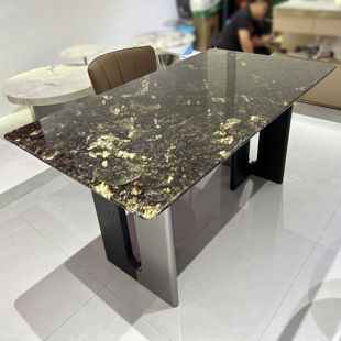 CZ209璀璨星河奢石长餐台1.6米1.8米纯天然大理石餐桌加厚大理石