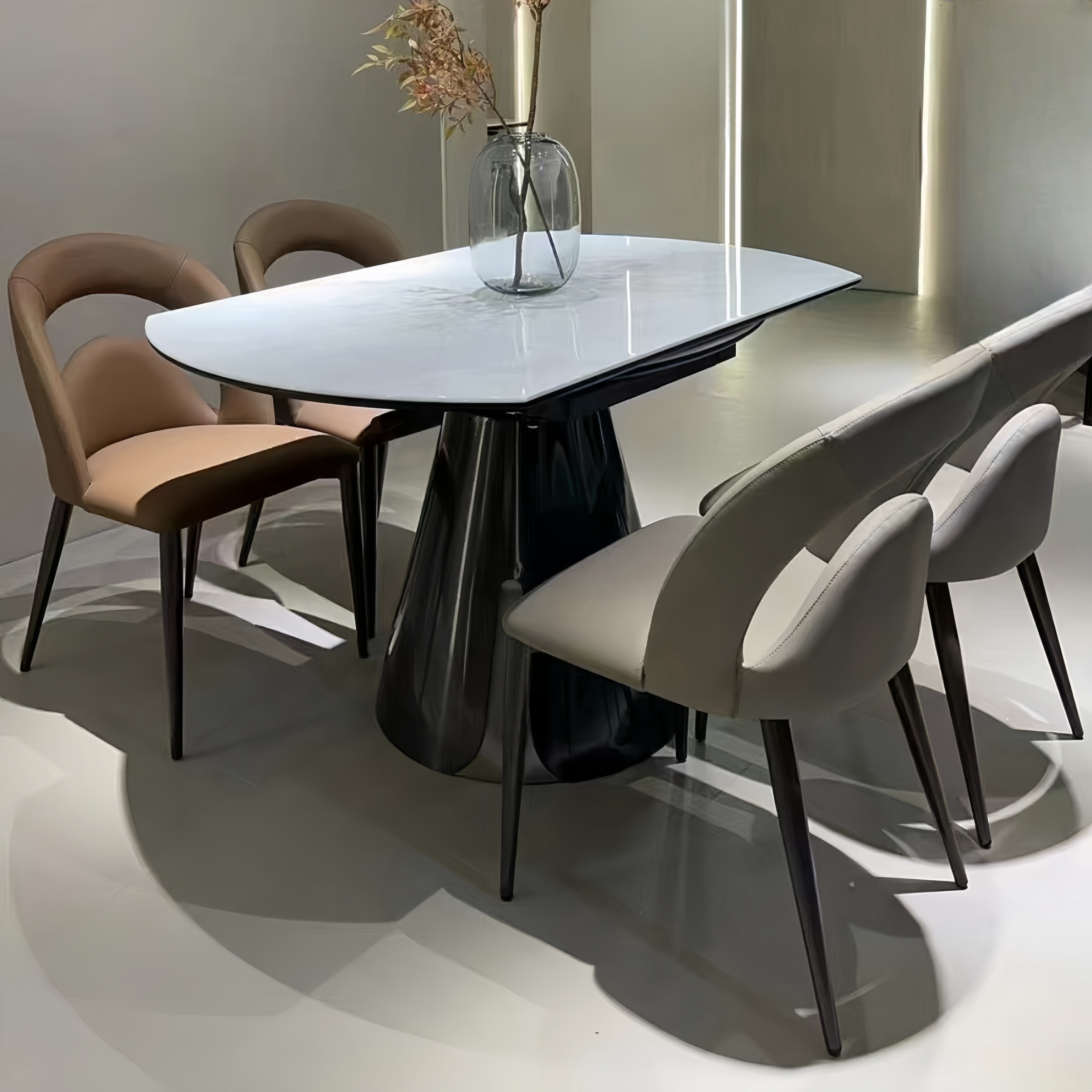 fd851功能餐桌旋转变圆伸缩小户型方形变圆形餐桌现代简约餐桌