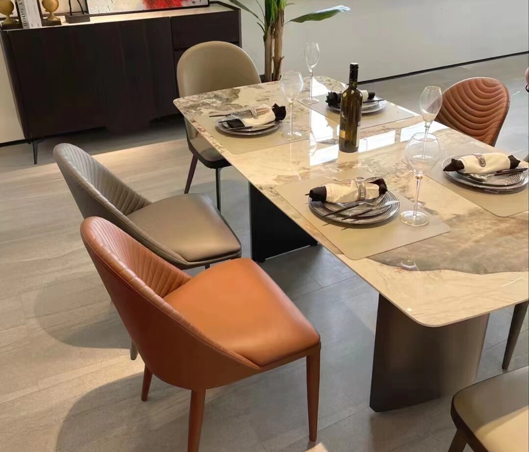 fd655岩板长餐桌1.4米1.6米定制大小定制岩板长餐台现代简约餐桌