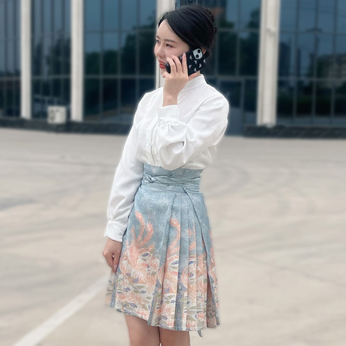 新中式汉服短款马面裙套装女2024早春秋新款国风小个子半身裙子夏