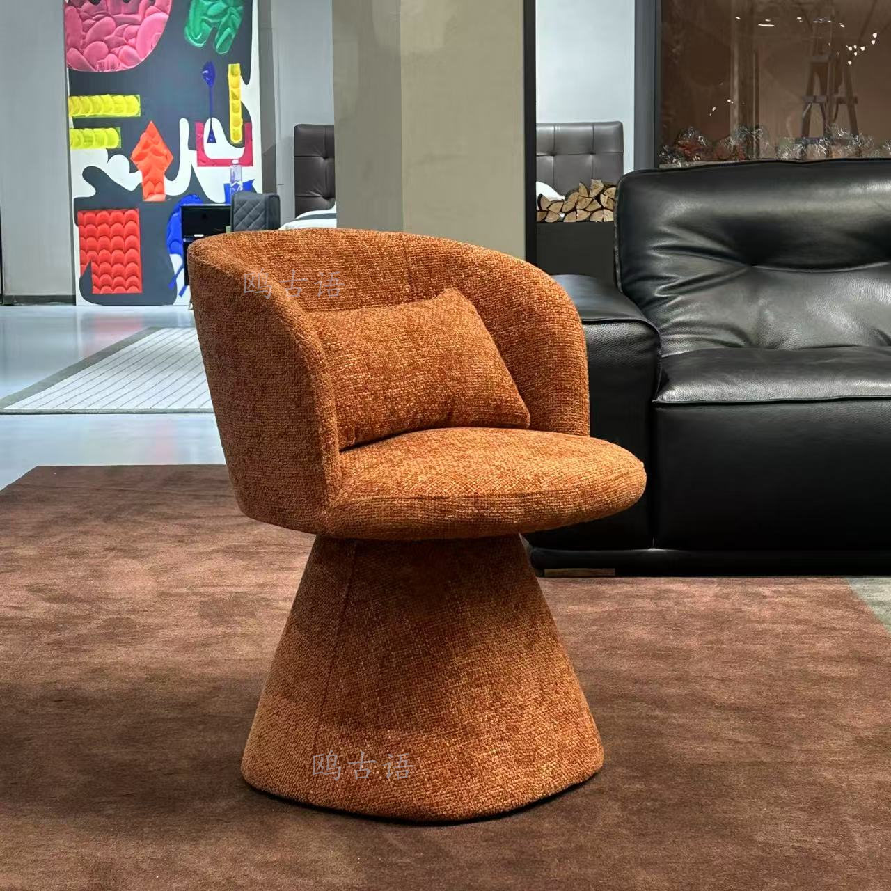 高端意式单人学习椅卧室客厅梳妆凳化妆椅子餐椅休闲椅接待可旋转