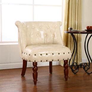 美式复古单人沙发椅轻奢实木皮质中古风家具客厅休闲椅民宿餐厅椅