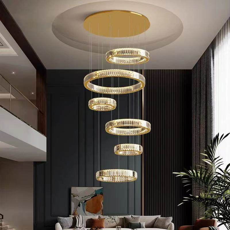 复式楼别墅挑空吊灯现代简约轻奢水晶客厅灯loft公寓跃层楼梯吊灯,家装灯饰光源,LOFT/复式住宅/楼梯吊灯,淘宝优惠券,粉丝福利购,淘宝优惠卷