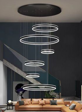 复式楼客厅大吊灯现代简约轻奢loft公寓别墅高档跃层楼中楼大厅灯