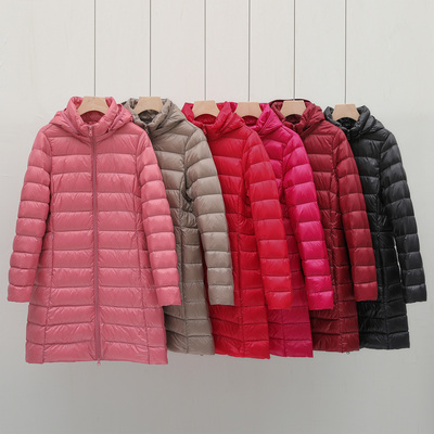 中长款可脱卸帽轻薄羽绒服女修身