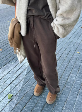 ACRAB 巴恩风美拉德加绒加厚美式复古休闲高腰运动裤抽绳卫裤女