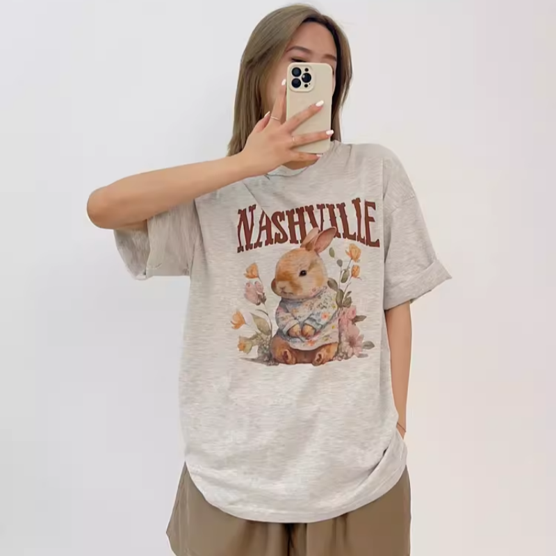 Acrab新款美式宽松纯棉兔兔T