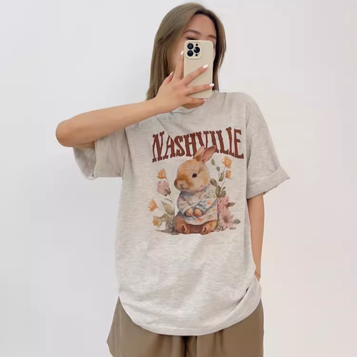 Acrab新款美式宽松纯棉兔兔T