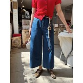 水洗直筒慵懒休闲裤 ACRAB 新款 女夏季 女 复古深蓝色阔腿八分牛仔裤