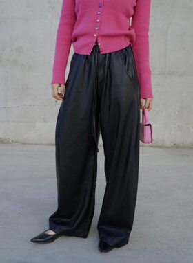 ACRAB 美式版型很赞的皮裤 冬季不粘毛长裤 小个子直筒休闲裤女