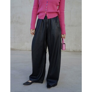 型很赞 皮裤 冬季 ACRAB 小个子直筒休闲裤 版 不粘毛长裤 女 美式