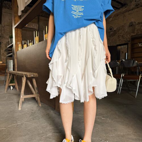 ACRAB白色不规则高腰蛋糕短裙