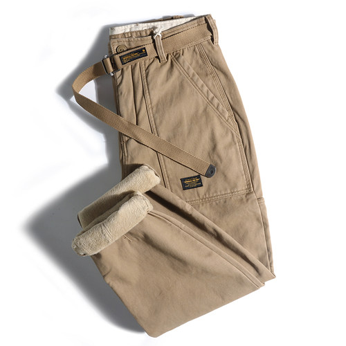 秋冬男纯棉工装加绒裤韩版潮流流