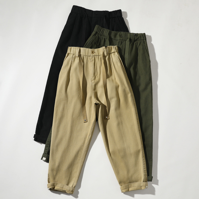 美式复古纯棉宽松休闲工装哈伦裤