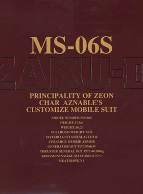 万代 PG 02 1/60 渣古II 夏亚专用 红色 MS 06S扎古 高达拼装模型