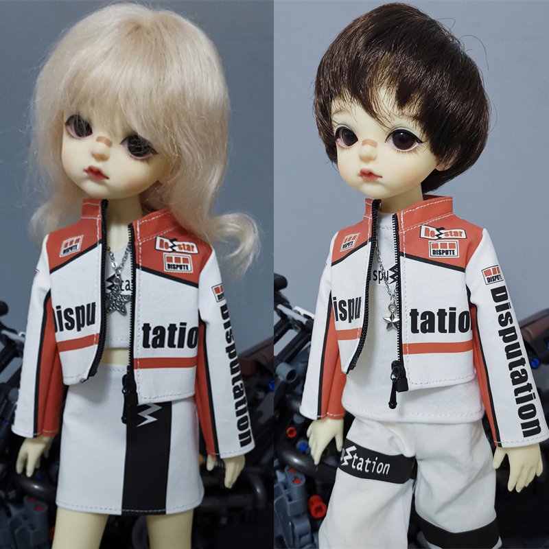 定制小布BJD6分8分viya娃娃衣服潮酷机车外套赛车服短裙袜子套装 模玩/动漫/周边/娃圈三坑/桌游 BJD/SJD/胶皮/OB娃娃 原图主图