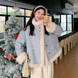 温柔风皮毛一体羊羔毛外套女冬季2025新款设计感时尚宽松保暖减龄，女装皮草，2B193