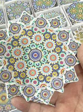 新疆伴手礼陶瓷杯垫手工彩绘咖啡碟餐盘隔热防烫装饰摆件旅游礼品