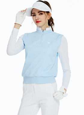 BG新款高尔夫球衣服女上衣长袖T恤秋速干透气立领女士假两件套衫