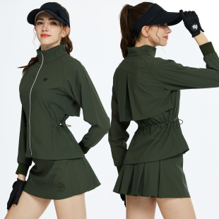 BG新款高尔夫外套女上衣秋冬高领薄款防风防泼水拉绳女士长袖风衣