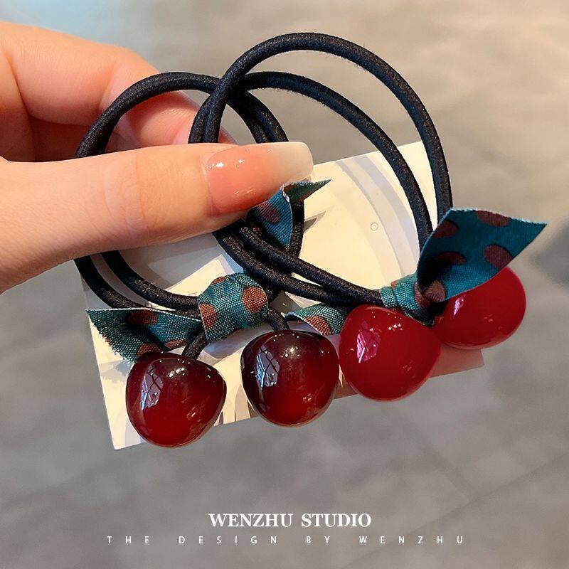 红色小樱桃发圈高弹力耐