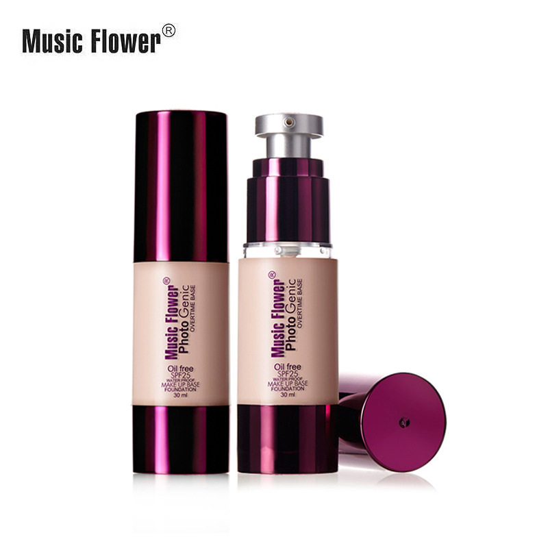 Music Flower按压式粉底液 持久补水保湿遮瑕隔离霜bb霜跨境