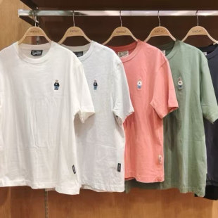 韩国正品代购WHOAU24秋冬新款小熊刺绣短袖T恤男女同款两件套