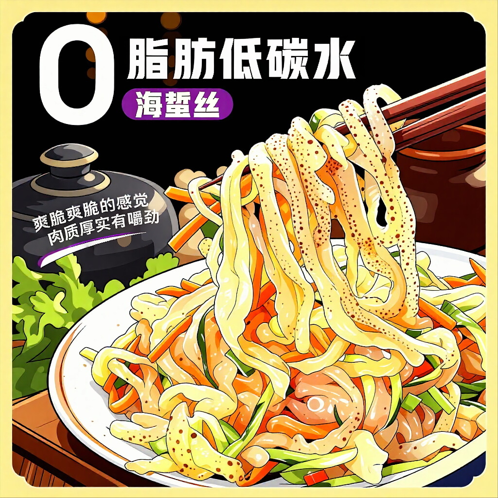 减肥瘦身晚餐凉拌海蜇丝即食海蜇丝带调料包拌凉珊瑚蜇丝