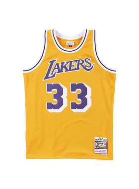 正品MN复古  湖人队 贾巴尔 33号 黄色 NBA SW球迷版球衣