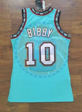 正品MN复古  灰熊队 迈克毕比 10号 蓝绿色 NBA SW球迷版球衣