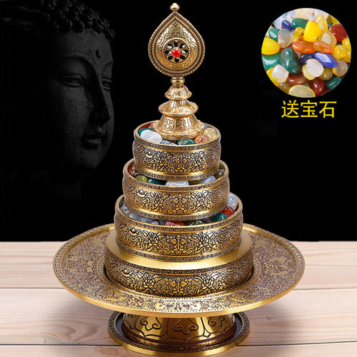 佛缘纯铜曼扎盘雕刻用品佛堂七宝曼扎尼泊尔工艺曼茶罗曼达盘 - 封面