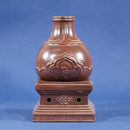藏式复古陶瓷烟供炉居室佛堂塔型浮雕怀旧香炉供佛火供施食煨桑炉
