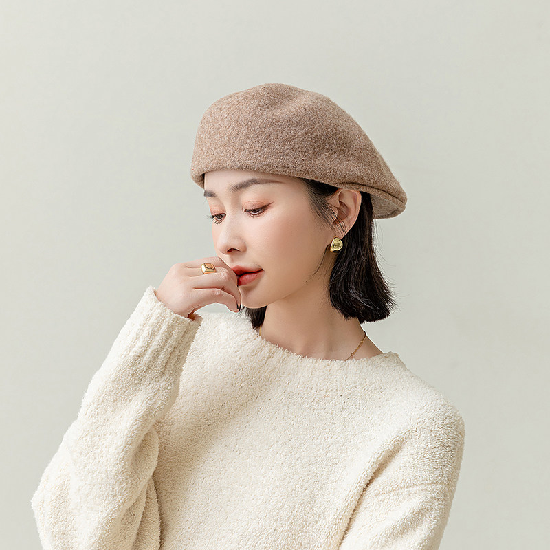 siggi 羊毛贝雷帽女秋冬前进帽时尚百搭纯色画家帽潮流反戴鸭舌帽