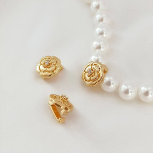 diy饰品配件镀金山茶花手链扣连接扣收尾夹扣珍珠项链卡扣