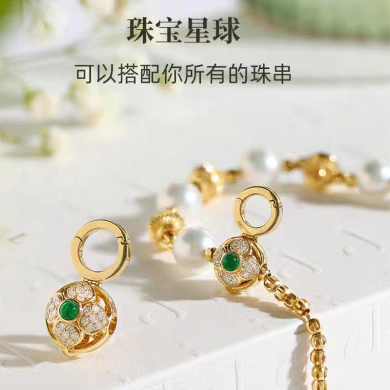 18K包金DIY手镯挂件星球万能扣珍珠项链扣双开扣包珠扣滴溜吊坠扣