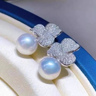 DIY珍珠饰品配件镀金幸运韩版时尚耳钉耳饰耳环耳坠空托女