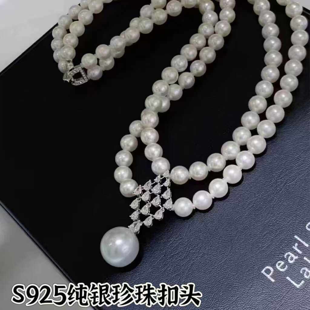 M家同款双层奢华珍珠项链扣头