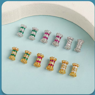 18K包金镶锆石旋转螺丝扣珍珠扣小蛮腰隔珠diy项链收尾扣头配件