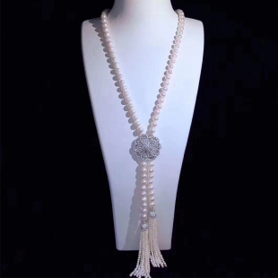 DIY饰品配件珍珠山茶花双排长款项链吊坠扣头毛衣链连接搭扣